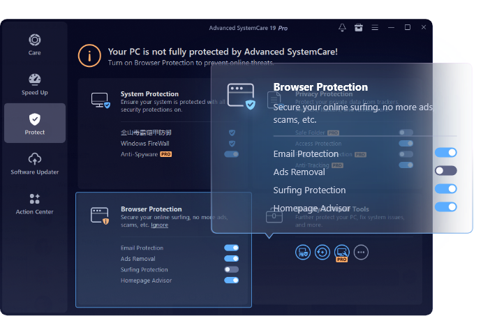Advanced SystemCare Free — защита браузера